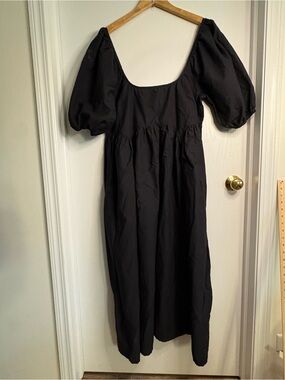 ASOS DESIGN Sz 10 Square Neck Puff Sleeve Maxi Dress Woven Cotton Milkmaid Boho